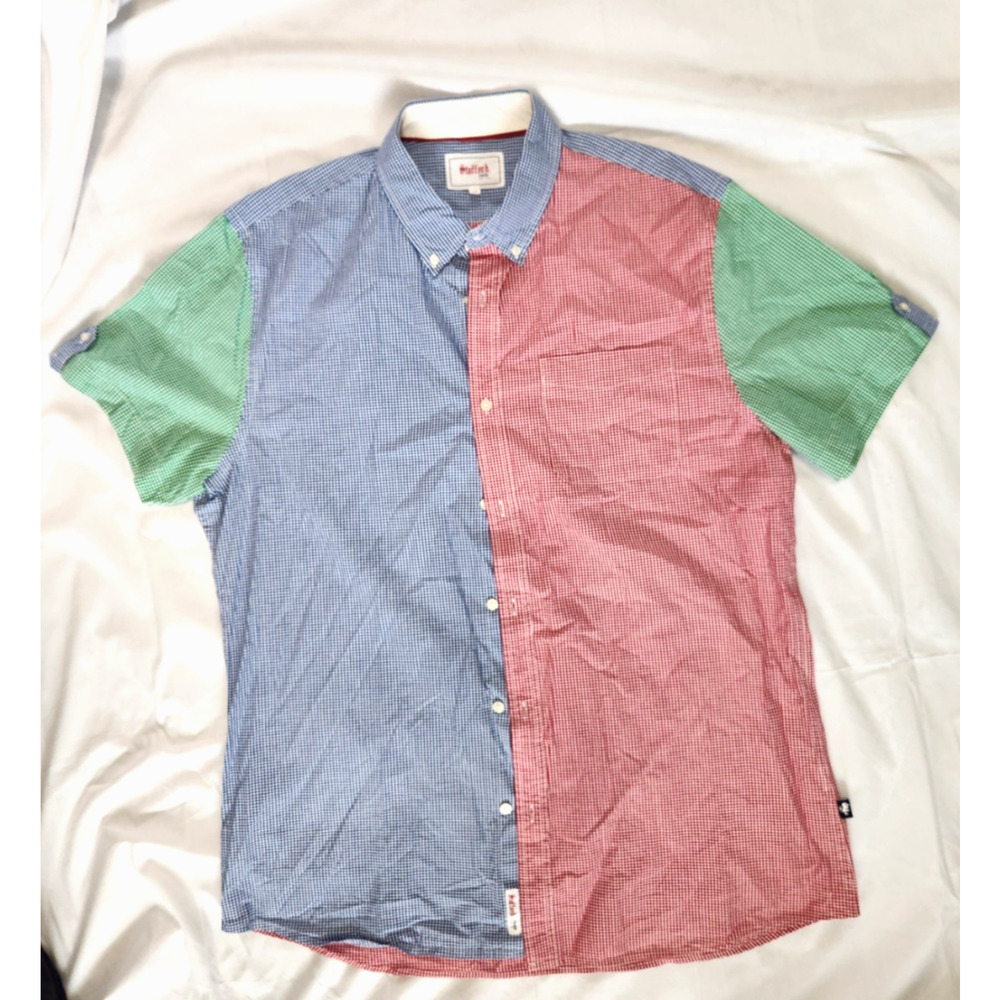 Stafford Prep Button up Shirt Men's Size XXL Color Block Short Sleeve Cotton